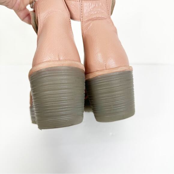 Fly London Size 37/US 6.5-7 Yake Pink Rose Perforated Leather Wedge Sandals - Picture 5 of 11